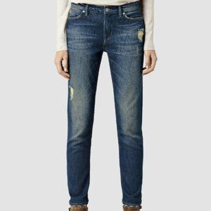 EUC ALLSAINTS Zig destroy crop jeans 28